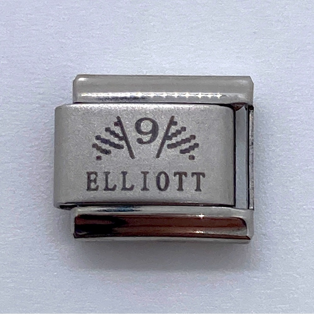 “#9 Elliot” Uberry Italian Charm for Bracelet Silver Tone Nascar Car Racing